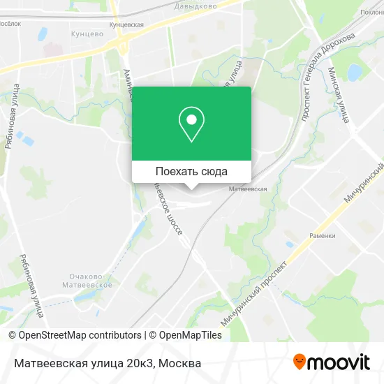 Карта Матвеевская улица 20к3