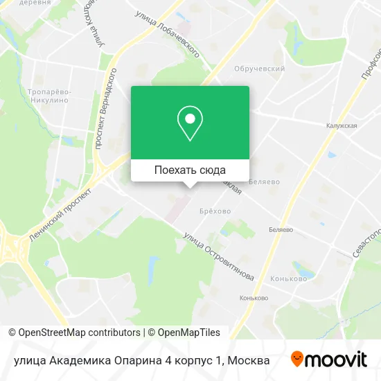 Карта улица Академика Опарина 4 корпус 1