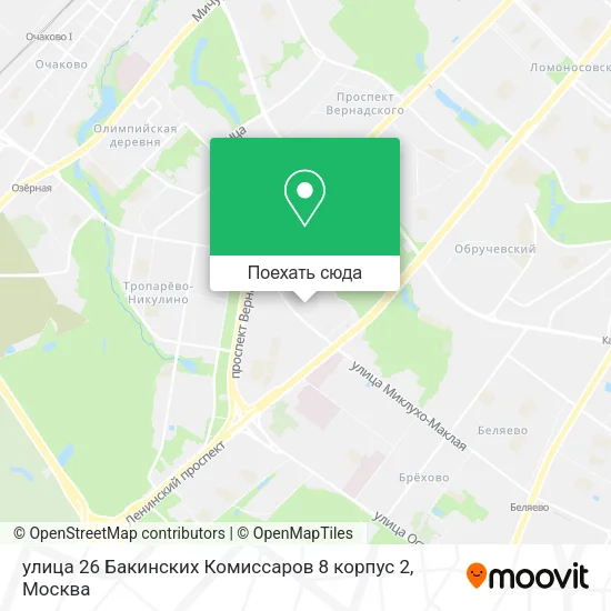 Карта улица 26 Бакинских Комиссаров 8 корпус 2