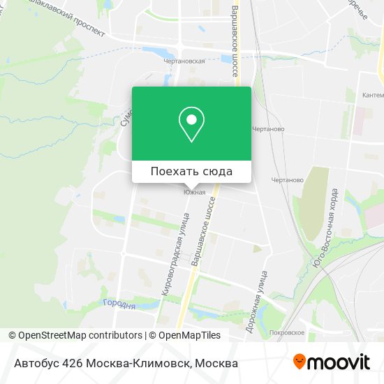 Карта Автобус 426 Москва-Климовск
