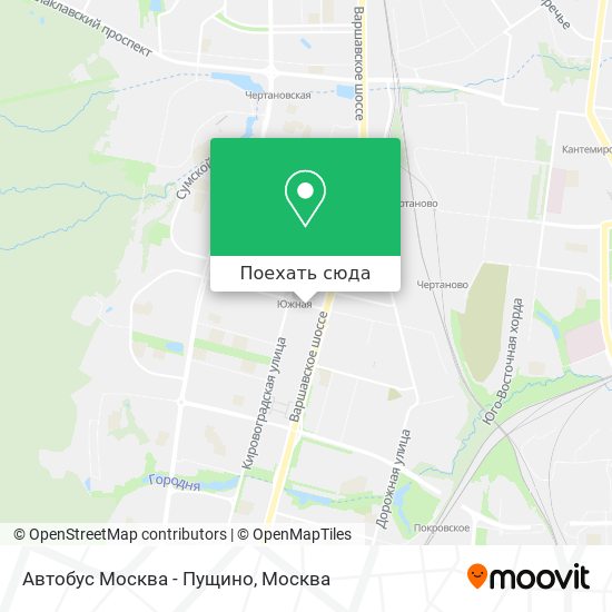 Карта Автобус Москва - Пущино