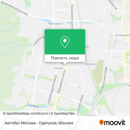 Карта Автобус Москва - Серпухов