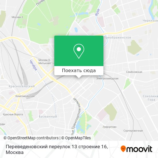 Карта Переведеновский переулок 13 строение 16