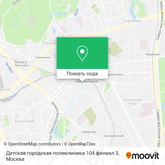 Карта Детская городская поликлиника 104 филиал 3