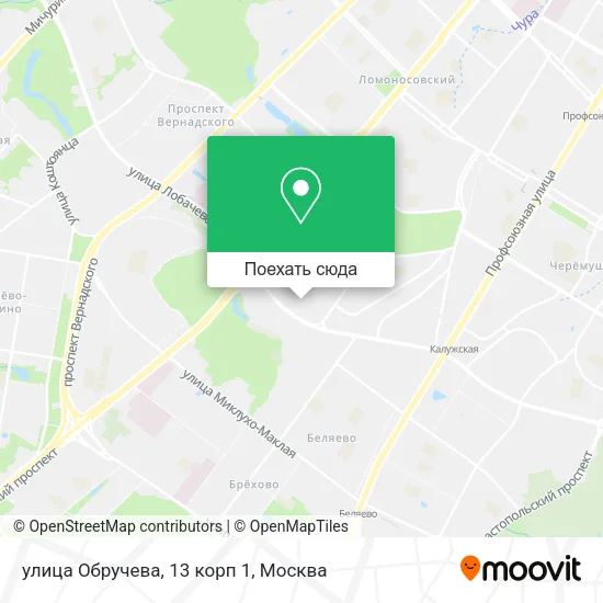 Карта улица Обручева, 13 корп 1