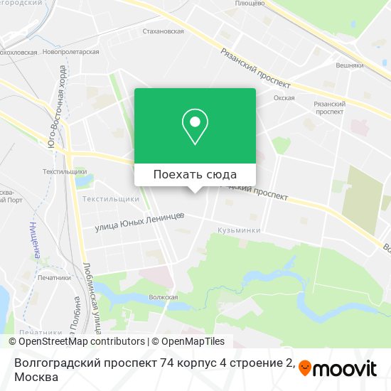 Карта Волгоградский проспект 74 корпус 4 строение 2