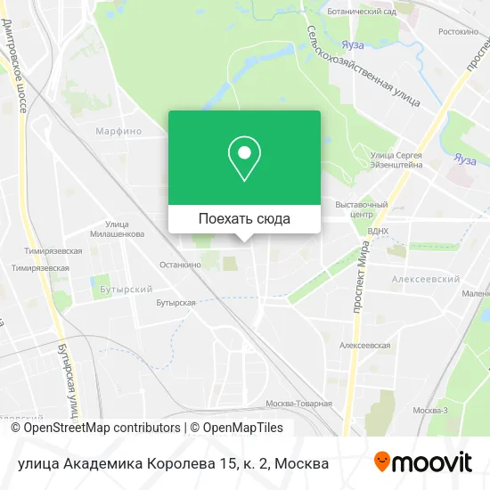 Карта улица Академика Королева 15, к. 2