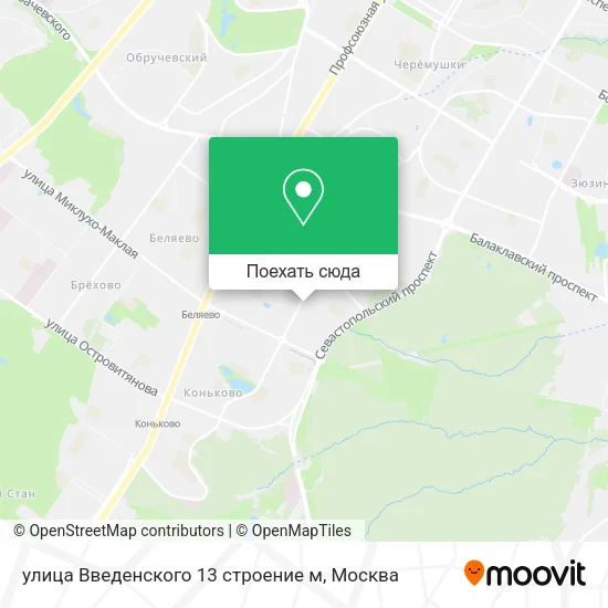 Карта улица Введенского 13 строение м