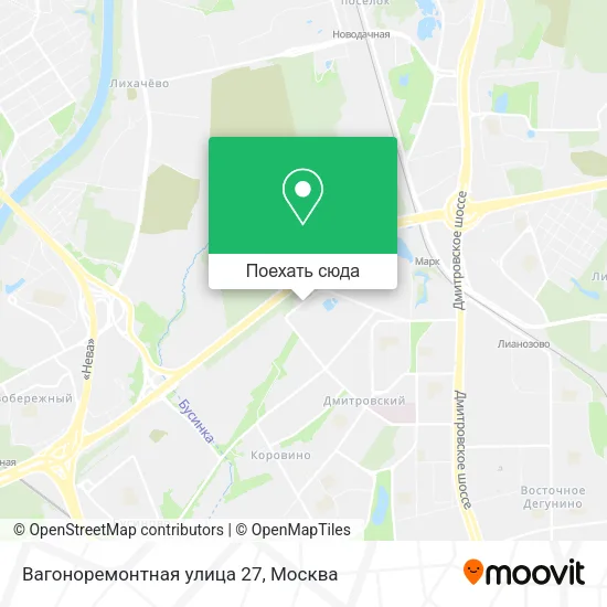 Карта Вагоноремонтная улица 27