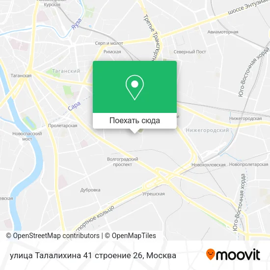 Карта улица Талалихина 41 строение 26