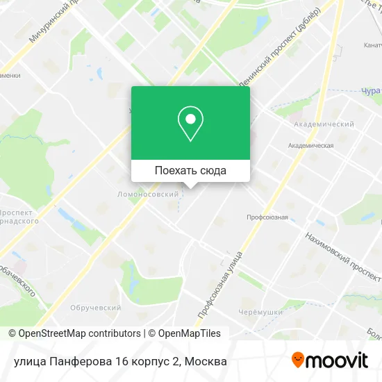 Карта улица Панферова 16 корпус 2