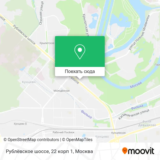 Карта Рублёвское шоссе, 22 корп 1