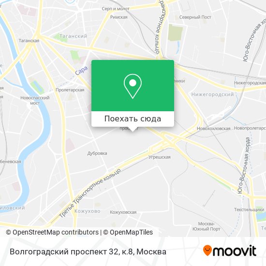 Карта Волгоградский проспект 32, к.8