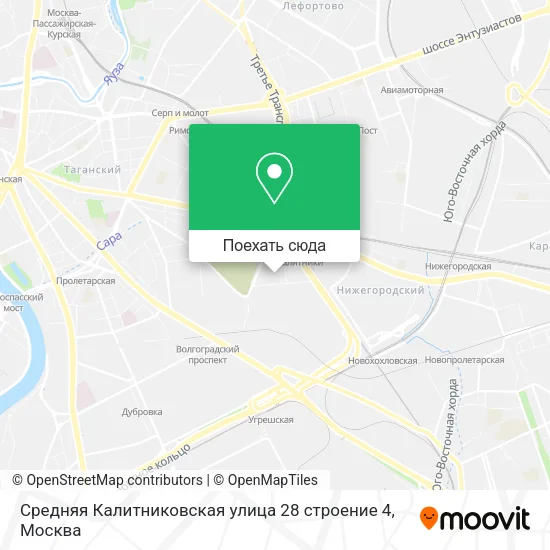 Карта Средняя Калитниковская улица 28 строение 4