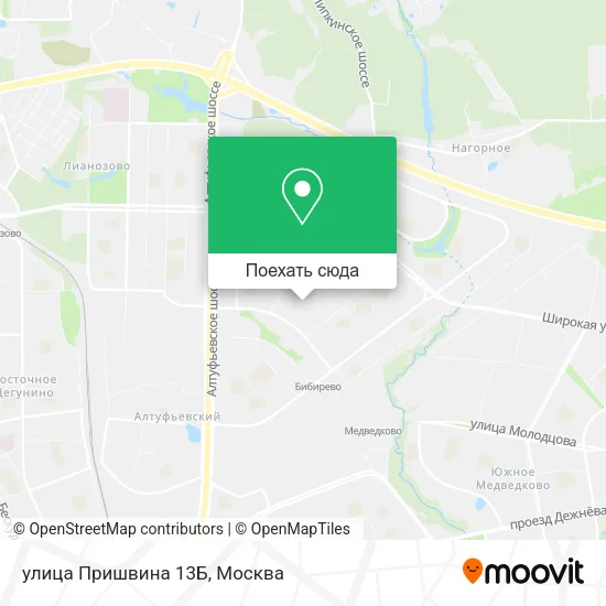 Карта улица Пришвина 13Б