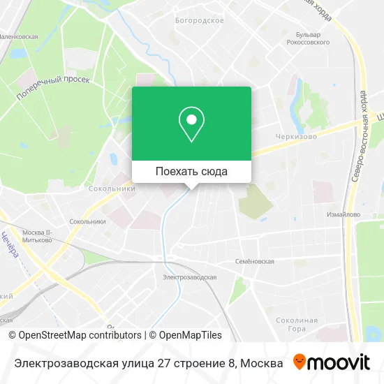 Карта Электрозаводская улица 27 строение 8