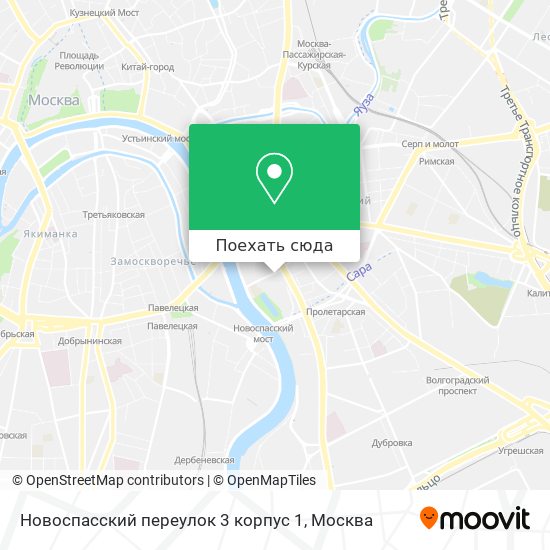 Карта Новоспасский переулок 3 корпус 1