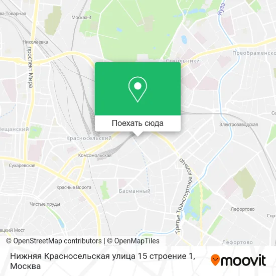 Карта Нижняя Красносельская улица 15 строение 1