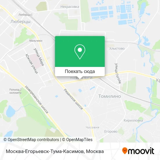 Карта Москва-Егорьевск-Тума-Касимов