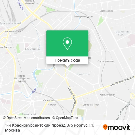 Карта 1-й Краснокурсантский проезд 3 / 5 корпус 11