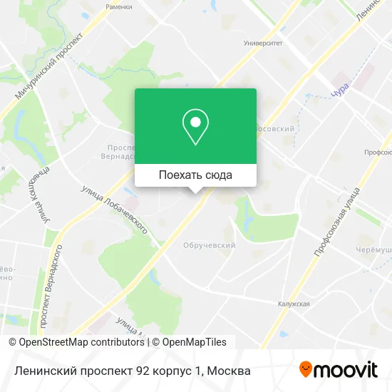 Карта Ленинский проспект 92 корпус 1