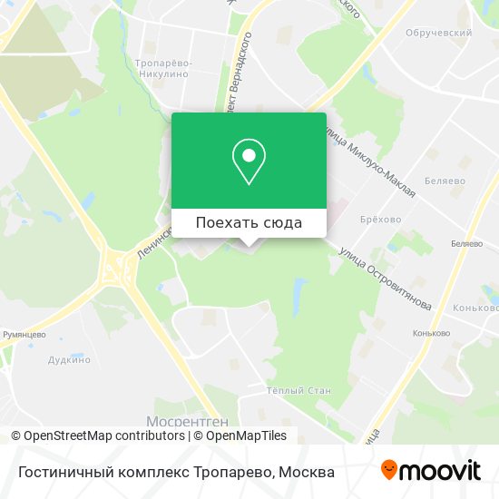 Карта Гостиничный комплекс Тропарево