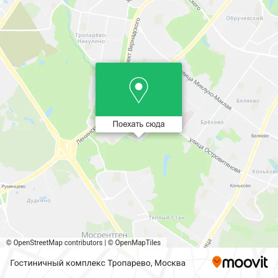 Карта Гостиничный комплекс Тропарево