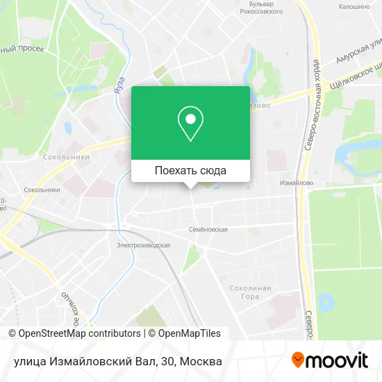 Карта улица Измайловский Вал, 30