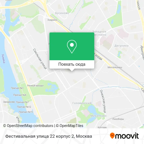 Карта Фестивальная улица 22 корпус 2
