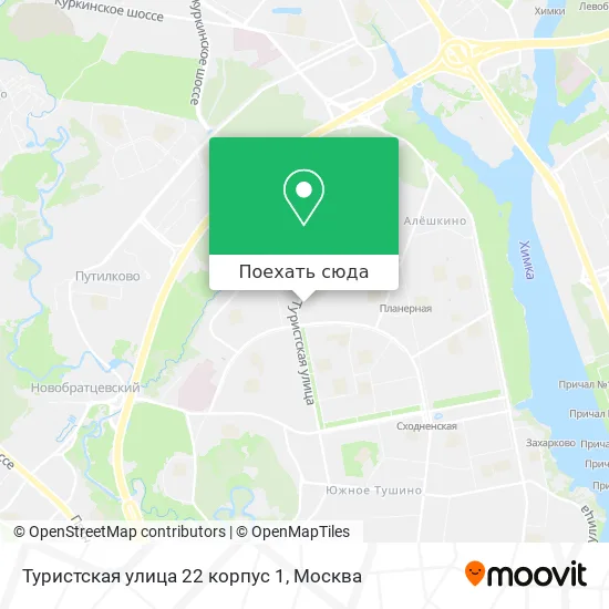 Карта Туристская улица 22 корпус 1