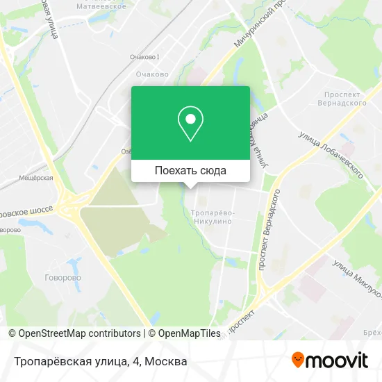 Карта Тропарёвская улица, 4