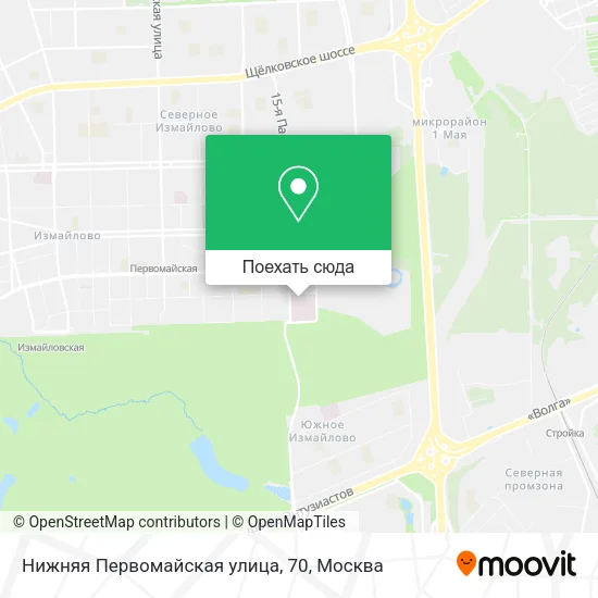 Карта Нижняя Первомайская улица, 70