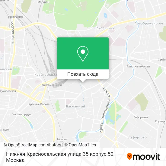 Карта Нижняя Красносельская улица 35 корпус 50