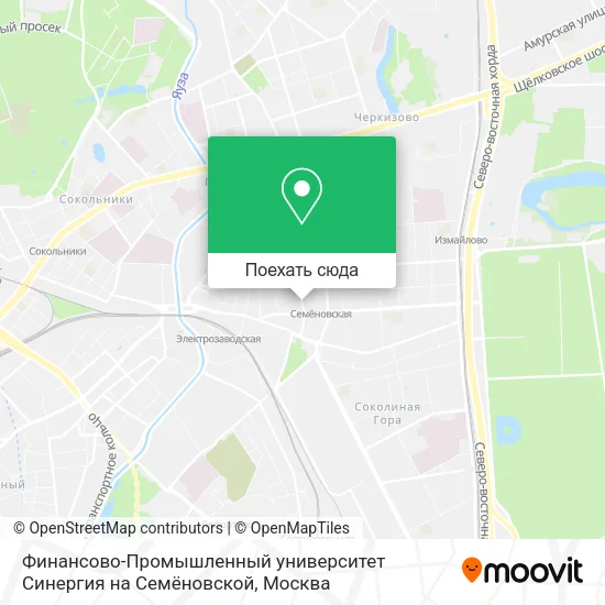 Карта Финансово-Промышленный университет Синергия на Семёновской