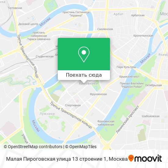 Карта Малая Пироговская улица 13 строение 1