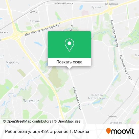 Карта Рябиновая улица 43А строение 1