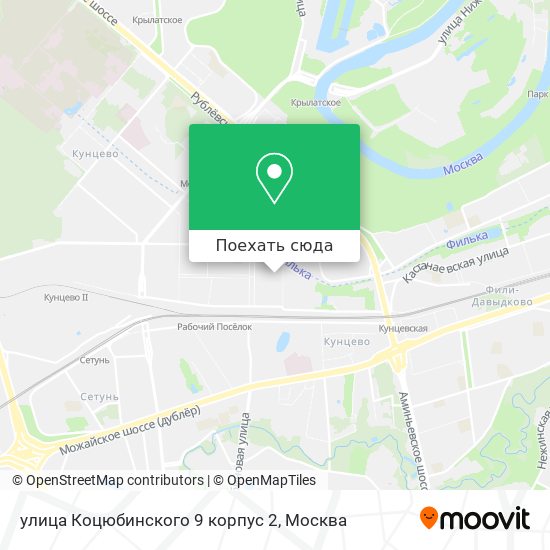 Карта улица Коцюбинского 9 корпус 2