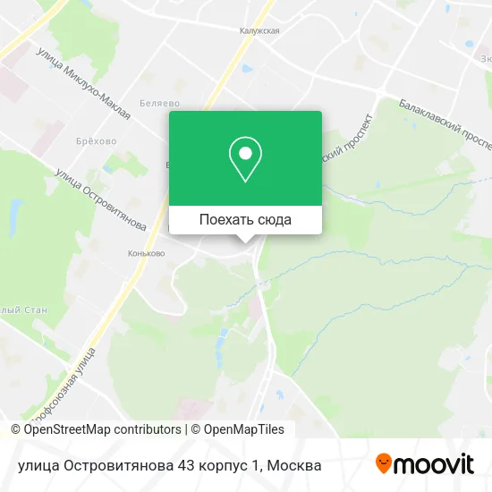 Карта улица Островитянова 43 корпус 1