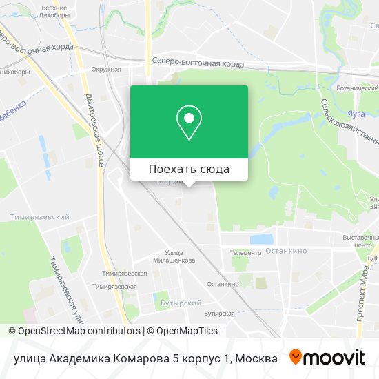 Карта улица Академика Комарова 5 корпус 1