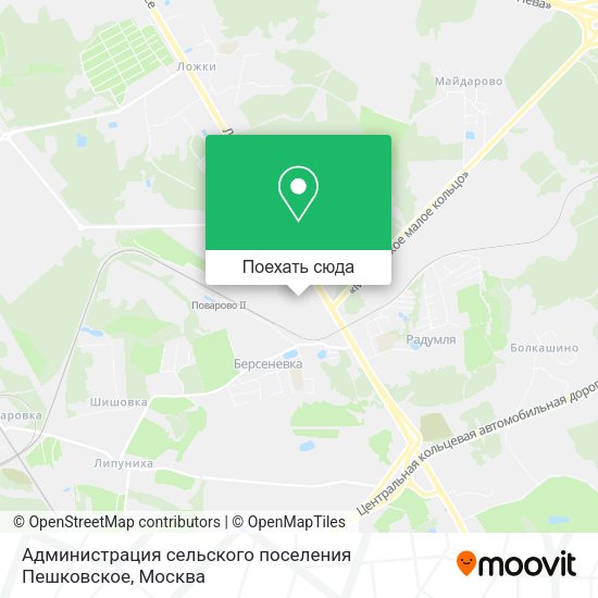 Карта Администрация сельского поселения Пешковское
