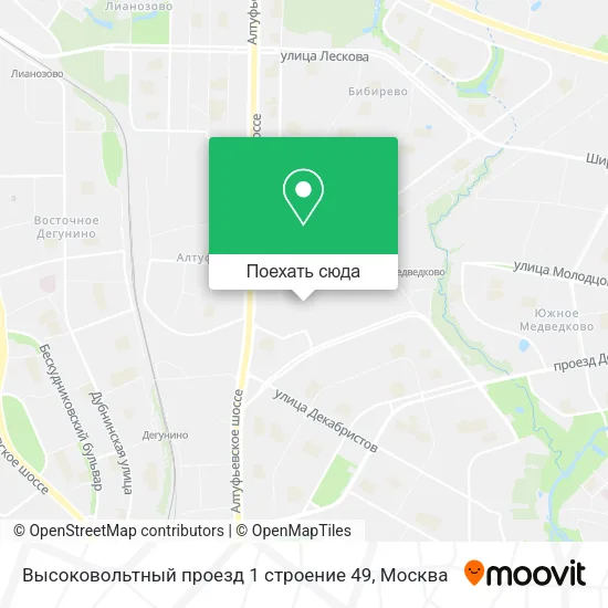 Карта Высоковольтный проезд 1 строение 49