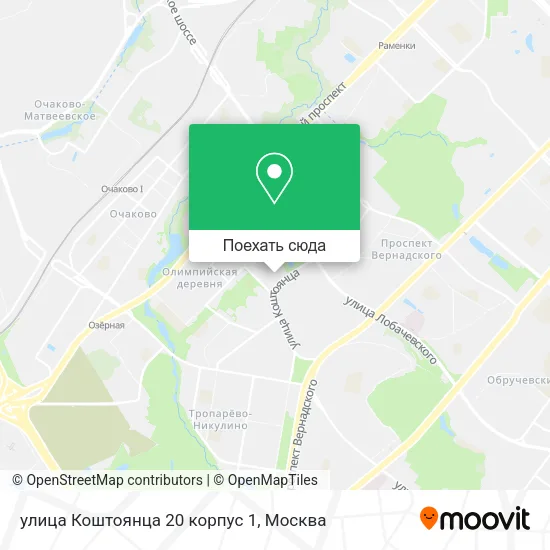 Карта улица Коштоянца 20 корпус 1