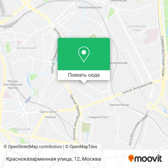 Карта Красноказарменная улица, 12