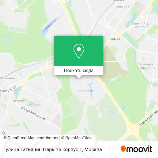 Карта улица Татьянин Парк 16 корпус 1