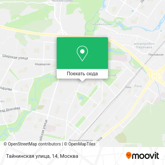 Карта Тайнинская улица, 14