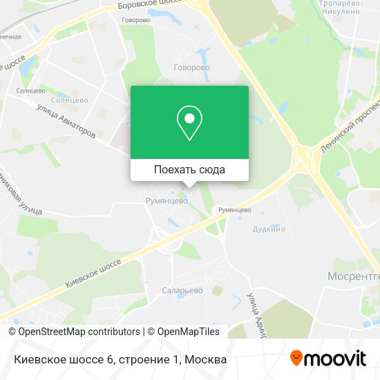 Карта Киевское шоссе 6, строение 1