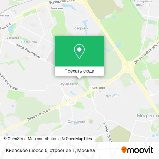 Карта Киевское шоссе 6, строение 1