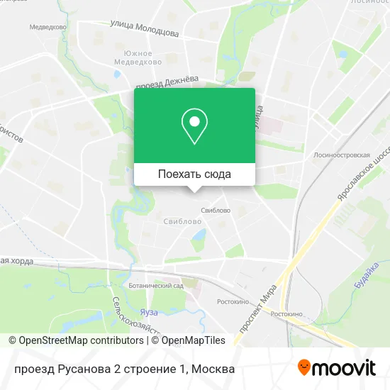 Карта проезд Русанова 2 строение 1