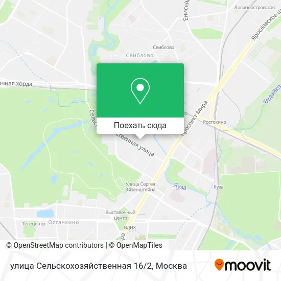 Карта улица Сельскохозяйственная 16 / 2