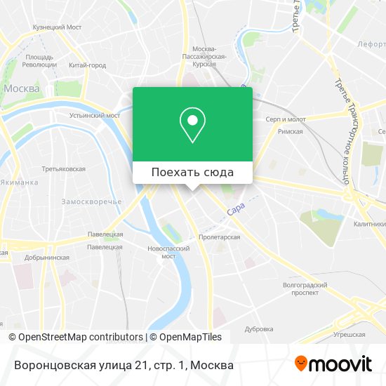 Карта Воронцовская улица 21, стр. 1